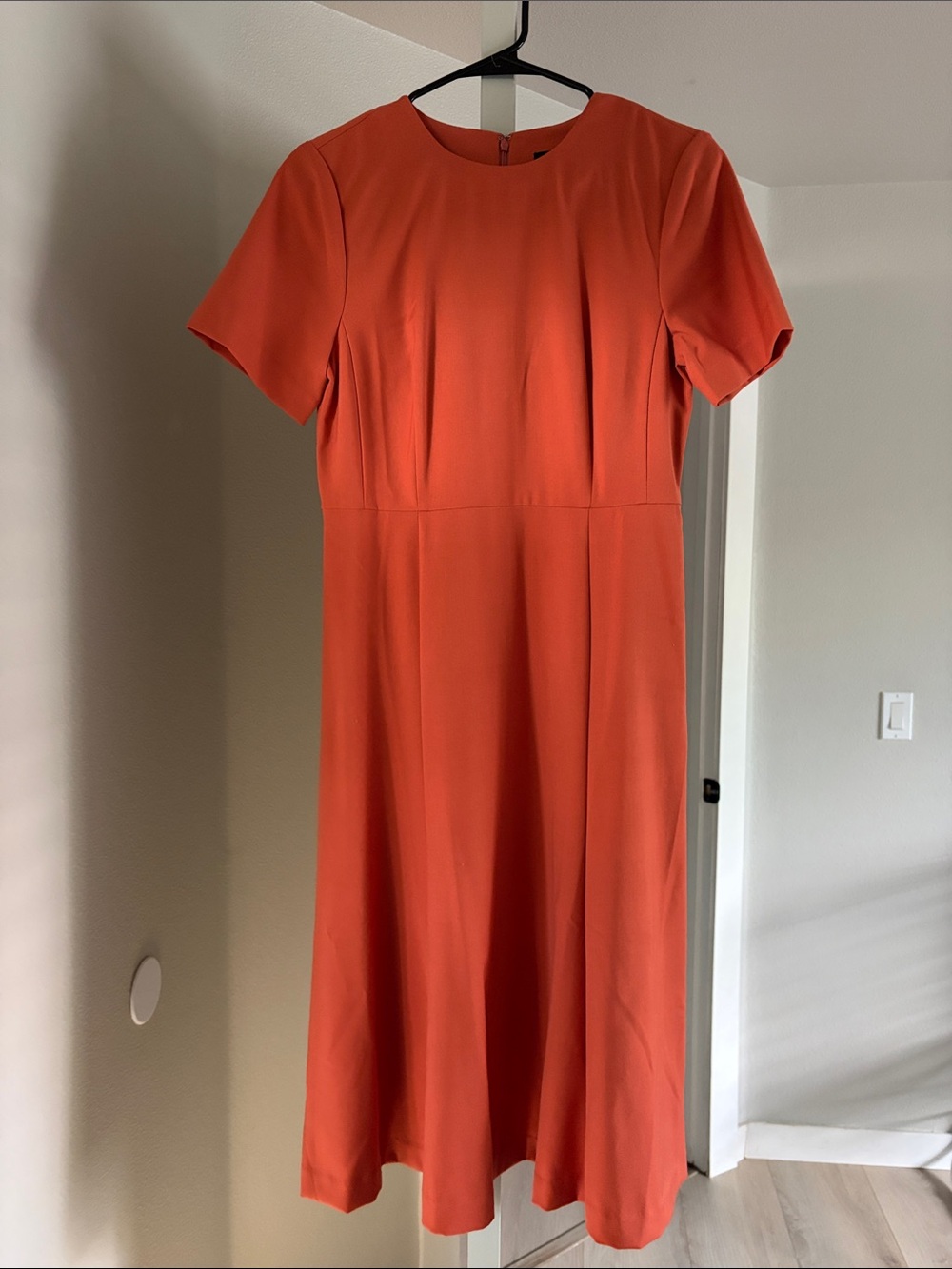 Ann Taylor Orange Short-Sleeve Midi Dress